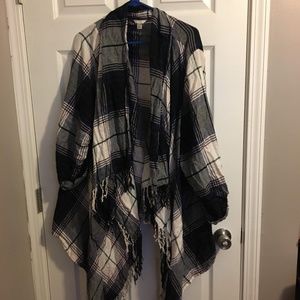 Plaid scarf cardigan